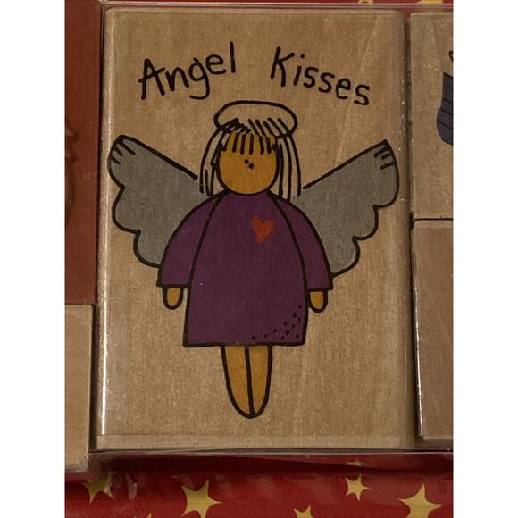 Westwater Enterprises 6 Piece Wooden Stamps Angels Cherubs Peace Santa Christmas - Picture 6 of 6